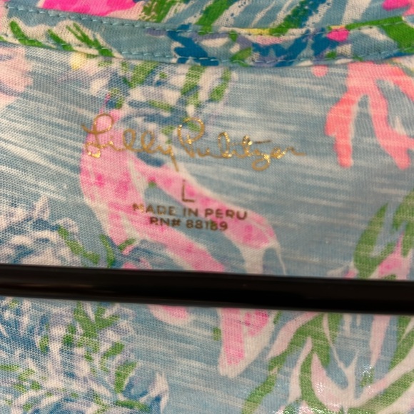 Lilly Pulitzer Cay to my heart top womens Large short slv spring celestial blue - Picture 6 of 7